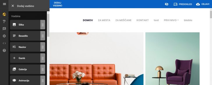 Dodajanje vsebine