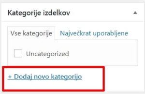 WooCommerce dodajanje kategorij