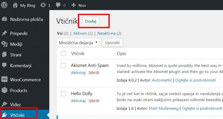 WordPress dodaj woocommerce