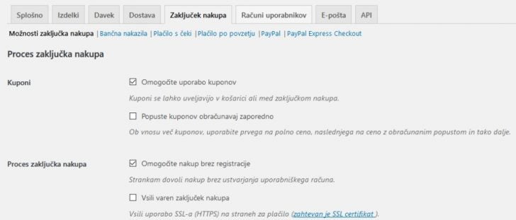 Nastavitve WooCommerce, korak 6