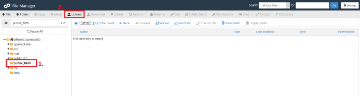 File manager upload selitev gostovanja