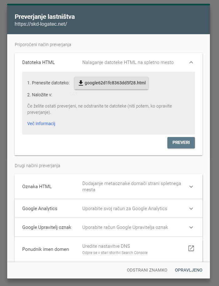 Google Search Console, korak 4