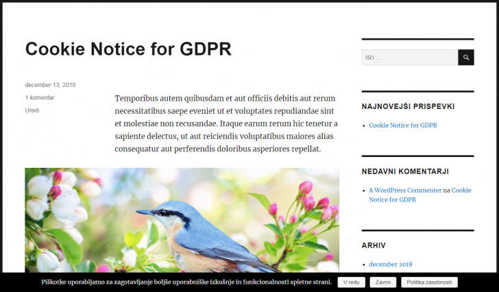 Obvestilo o piškotkih (GDPR)