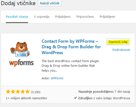 Vtičnik WPForms
