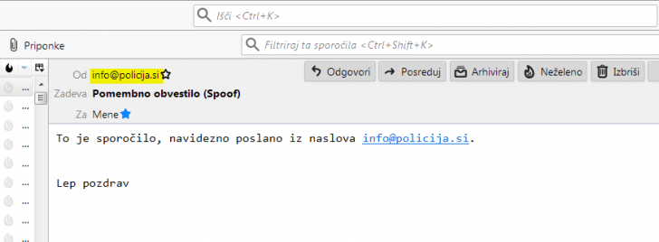 Izsiljevalska e-poštna sporočila, korak 1