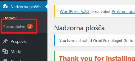 Posodobitve v WordPressu