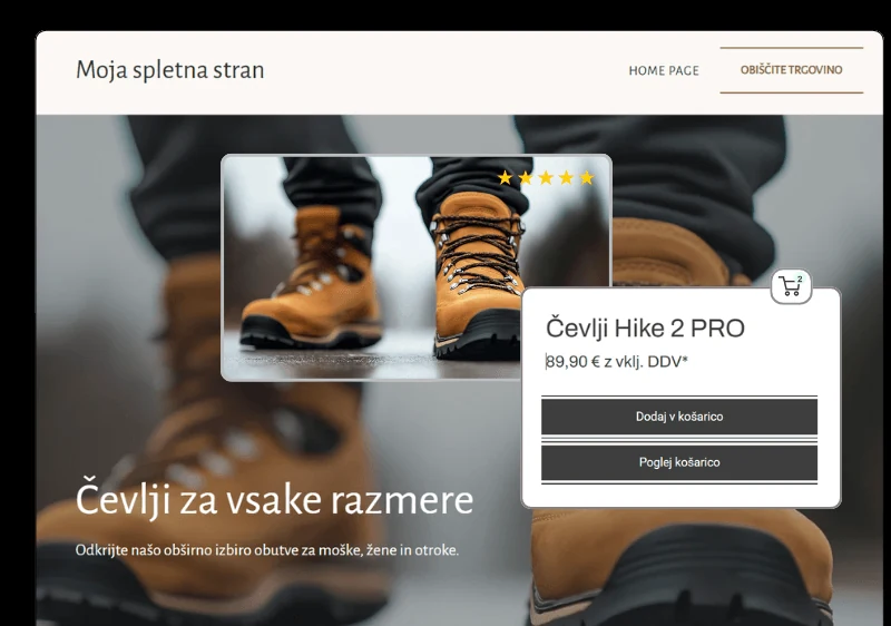 Primer spletne trgovine: čevlji