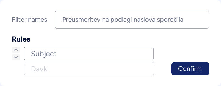 Ustvarjanje e-poštnega filtra s pravili